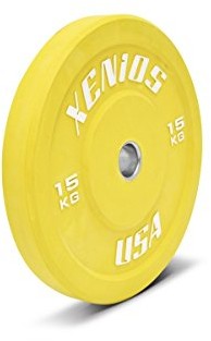 Bumper Guma xenios USA Plate z centralnym zwrotem pierścień ze stali nierdzewnej, żółty, 15 kg, psbprbpl15 PSBPRBPL15_Gelb_15 kg