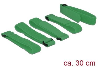 Delock Organizer kabli rzep 300x20mm zielony 5 sztuk