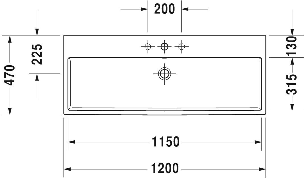 Duravit Vero Air Umywalka nablatowa 120x47 cm bez przelewu bez otworu na baterię biała alpin 2350120079