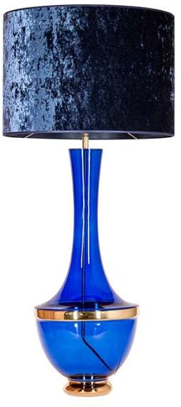 4concepts Nocna LAMPKA stojąca TROYA L232271318 abażurowa LAMPA stołowa vintage niebieska L232271318