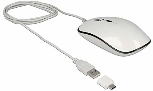 Delock mysz USB-A/Type-C Desktop optyczny, 4 przyciski Biały (12532)