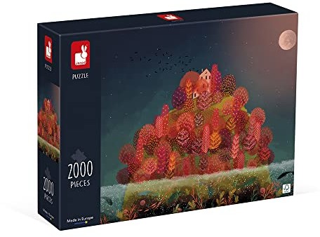 Janod Puzzle 2000 części-jesień czerwono-odpowiednie dla dorosłych nastolatek dzieci - produkcja europejska i certyfikowana FSC-od 10 lat, J02518, Wielokolorowy J02518