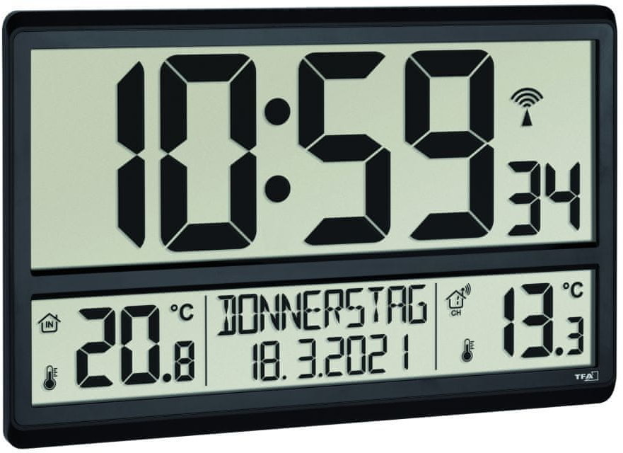 TFA Zegar ścienny z temperaturą wewnętrzną i zewnętrzną 60.4521.01