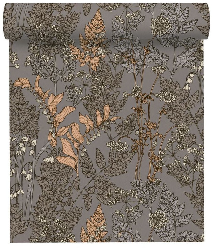 Tapeta Floral Impression 377519 brązowa winylowa na flizelinie
