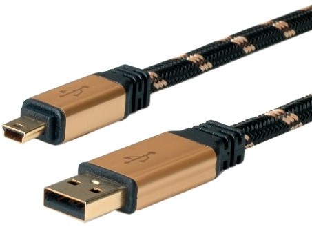 Roline Kabel USB miniUSB USB-A 3m Czarno-złoty 11888823