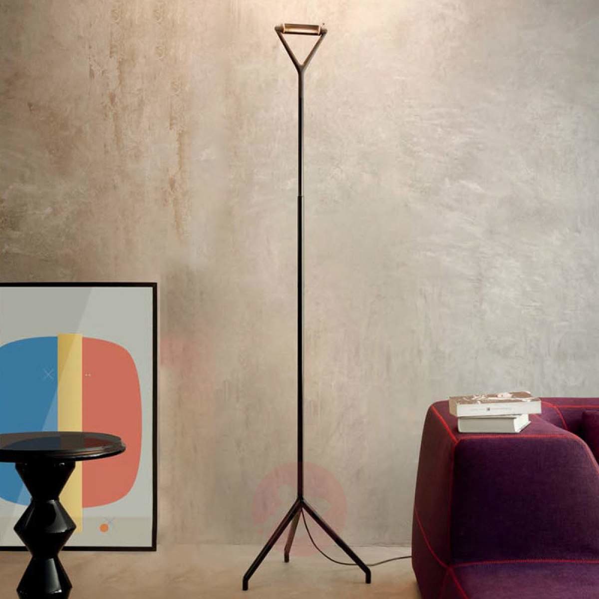 Luceplan Czarna lampa stojąca Lola ze ściemniaczem