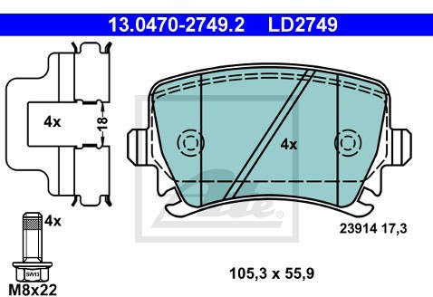 ATE Klocki hamulcowe - komplet 13.0470-2749.2