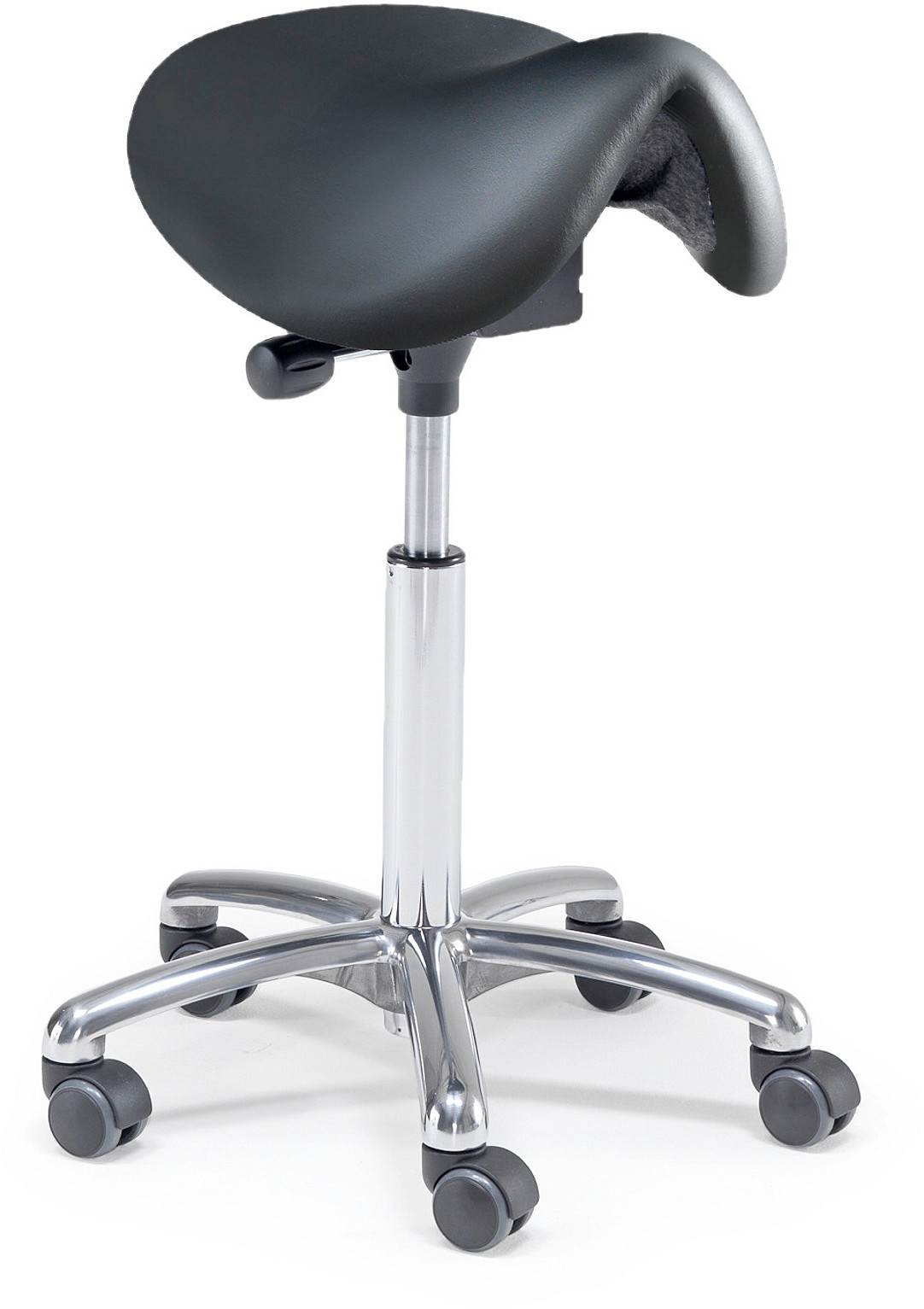 AJ Stołek siodłowy DERBY bez oparcia Czarna skóra ekologiczna 234611