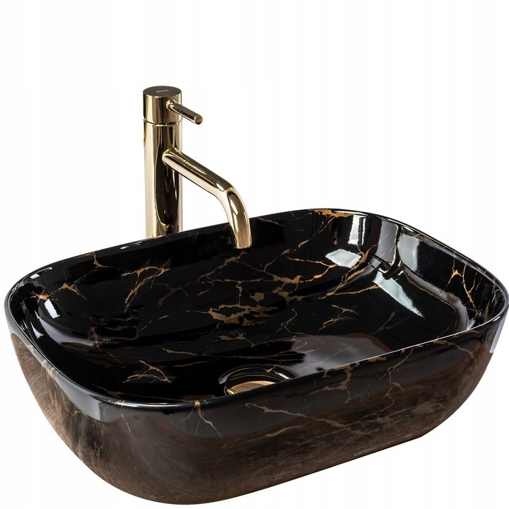 Rea Łazienka z wyobraźnią Umywalka Nablatowa BELINDA BLACK MARBLE SHINY U8907