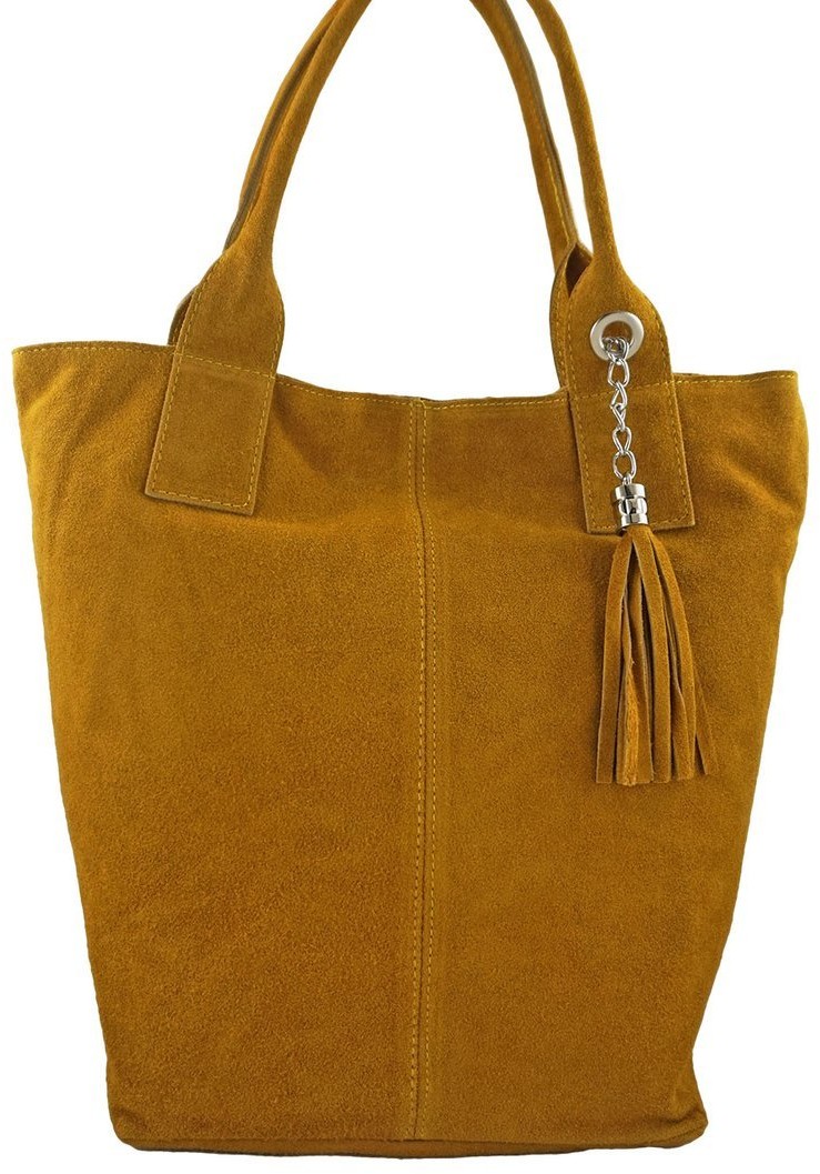 Barberini's Shopper bag - torebka damska zamszowa - Żółta ciemna 375/8-43