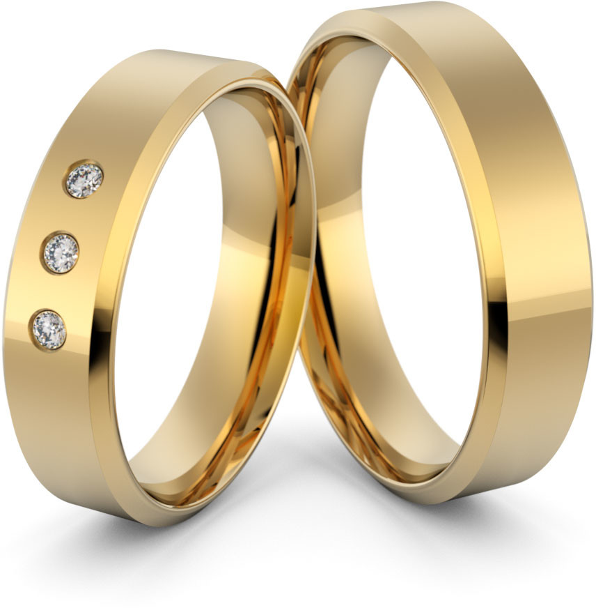 Eminence Obrączki ślubne klasyczne płaskie fazowane 5 mm Au-classic-18