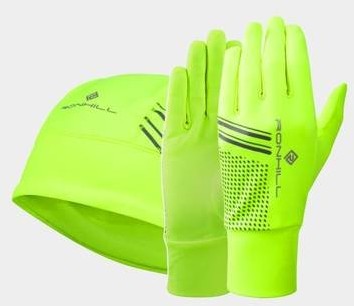 RONHILL RONHILL Zestaw czapka biegowa + rękawiczki biegowe BEANIE AND GLOVE SET fluo żółty