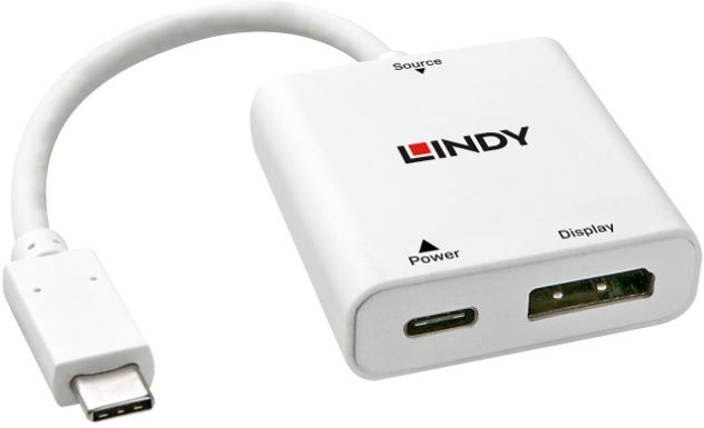 Lindy 43237 Przejściówka adapter konwerter) USB 3.1 DisplayPort z funkcją ładowania LY-43237