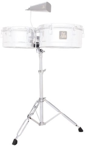 LP Latin Percussion Stojak na  timbal Aspire na timbales od 2009 R., chromowany, doppelstrebig, w zestawie: krowi dzwonek monitora, lpa258 LPA258