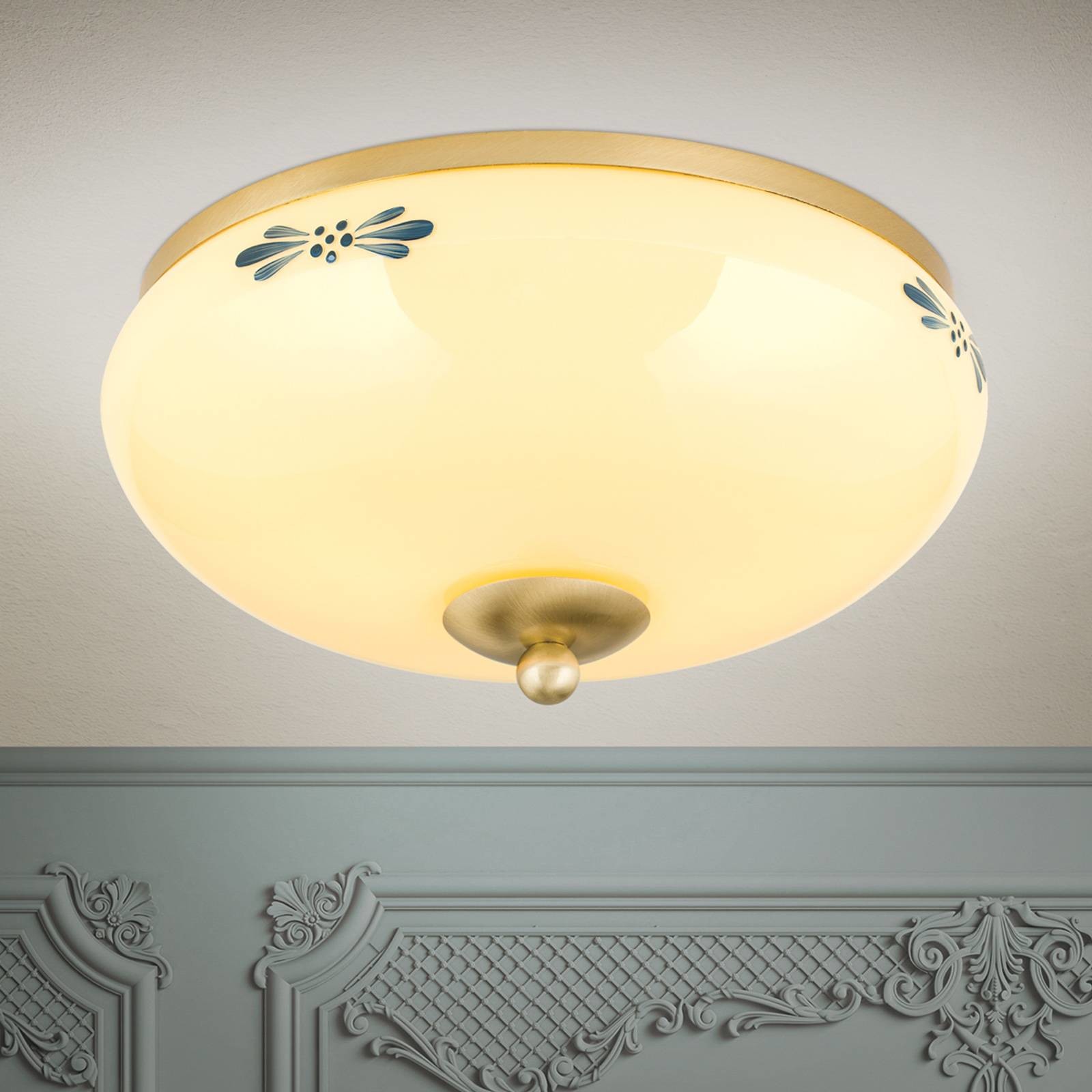 Orion Lampa sufitowa Landhaus mosiądz niebieska 28cm