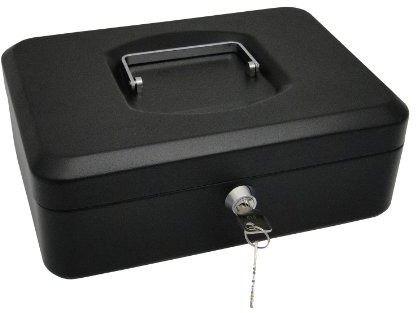 Unbekannt PAVO Premium kasetka na pieniądze, zamek cylindryczny z 2 kluczami, 25 x 18 x 9 cm, czarna 8011841