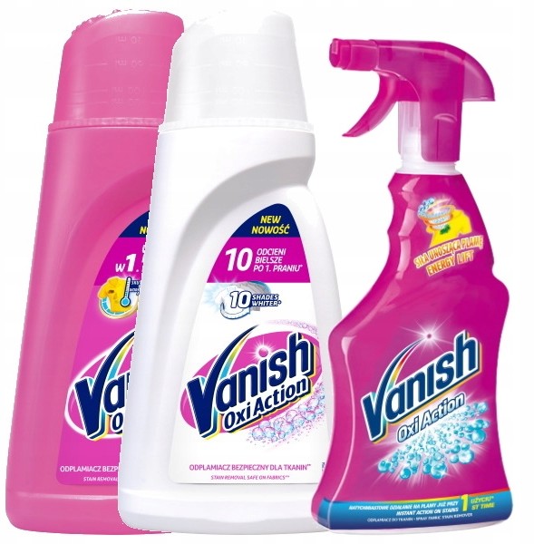 Vanish Oxi odplamiacz tkanin Spray 500ml, 2L Żel