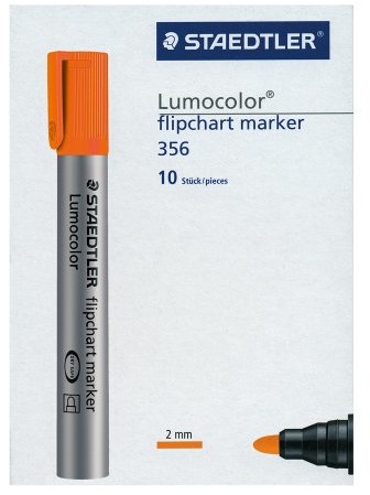 Staedtler 356  4 Lumocolor flipchartmarker końcówka okrągła, 2 MM, 10 sztuk, pomarańczowy 356-4