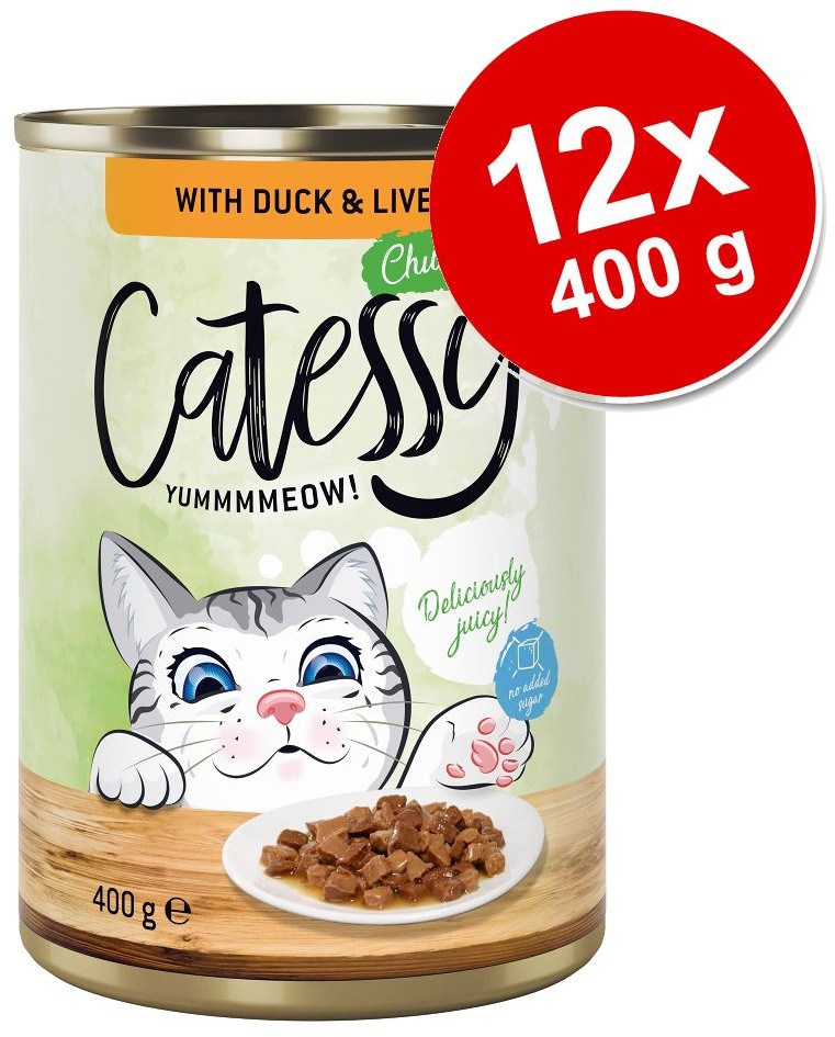 Catessy Pakiet Kawałeczki w sosie i galarecie, 24 x 400 g - Z łososiem w galarecie