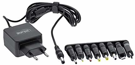 InLine 26608N uniwersalny zasilacz sieciowy, 5 V/15 W, z 8 wtyczkami wymiennymi, micro USB, USB-C