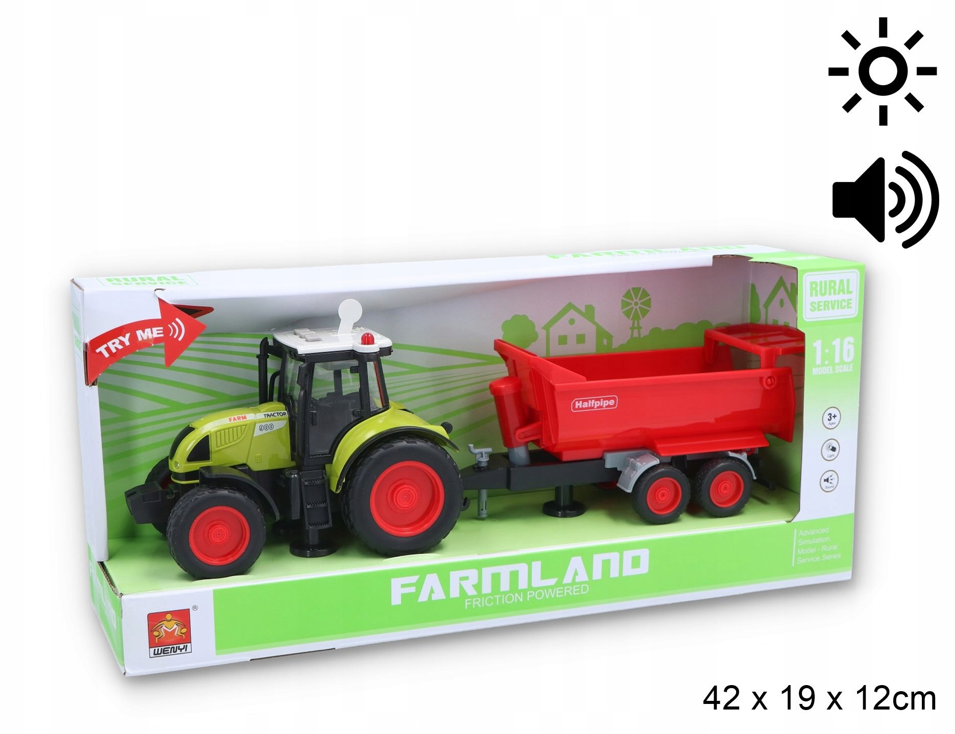 Traktor Z Przyczepą + Światło i Dźwięk