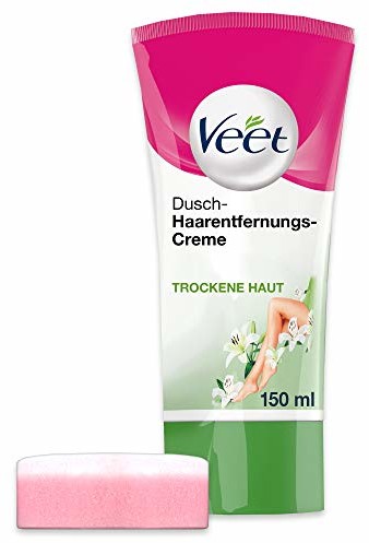 Veet Silky Frech krem do depilacji pod prysznicem, szybkie i skuteczne usuwanie włosów pod prysznicem, 1 x tubka 150 ml z gąbką