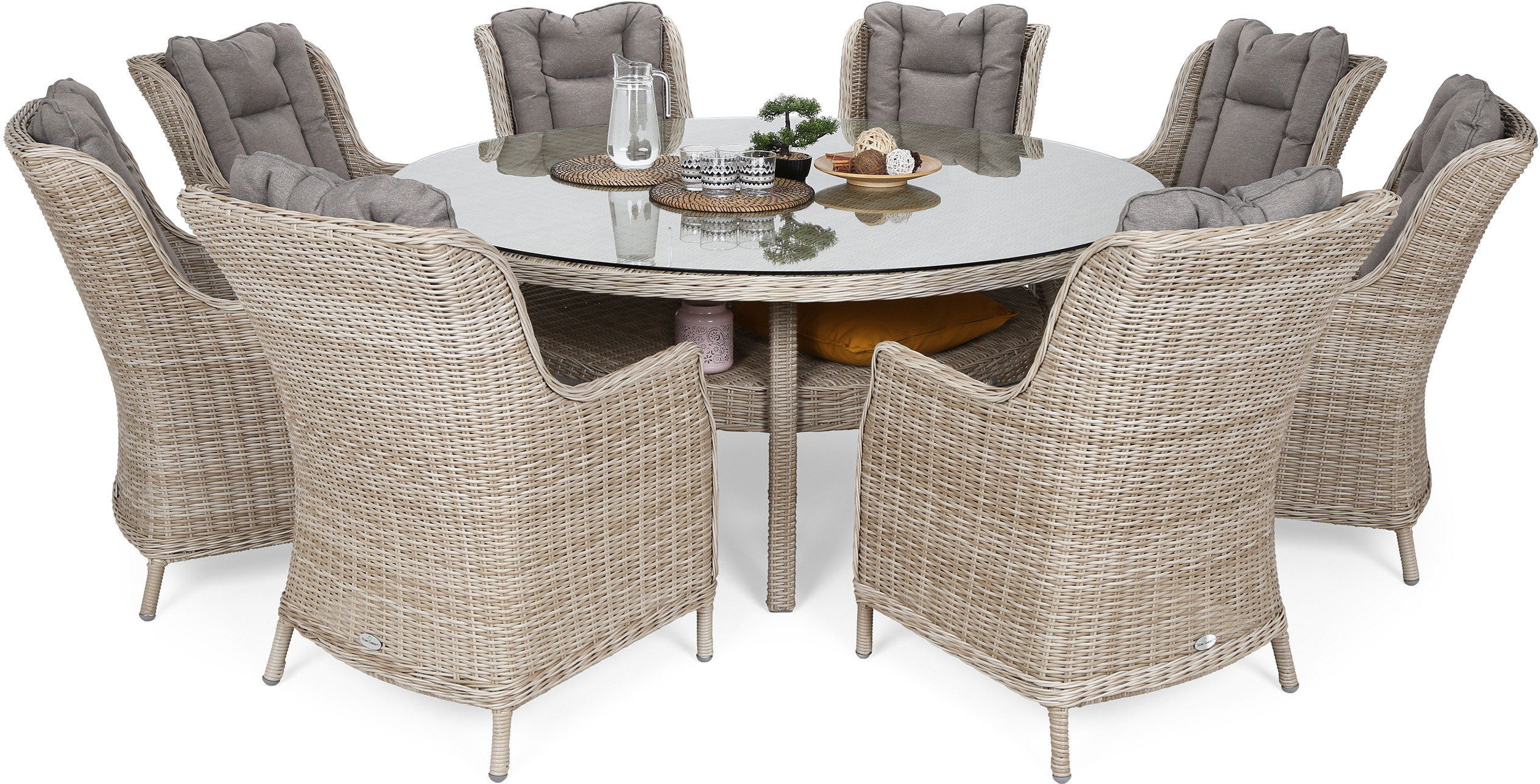HOME & GARDEN HOME & GARDEN Meble ogrodowe technorattanowe Bristol Round Elegant 180 cm Beige / Beige Melange 8+1 647751