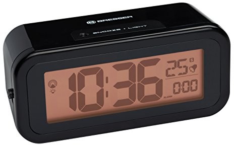 Bresser budzik radiowy MyTime Amber z płynną regulacją podświetlenia w kolorze bursztynowym 8020100CM3000