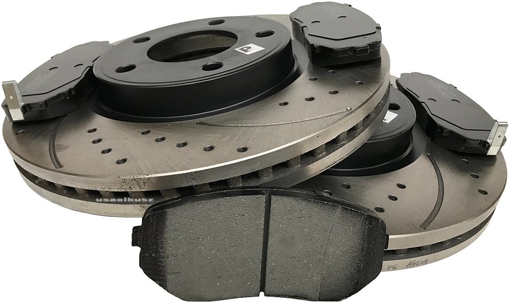 Przednie klocki + WIERCONE tarcze hamulcowe 296mm Lincoln MKX 2007-2009 FWD 54155-MIKODA+IMD1258