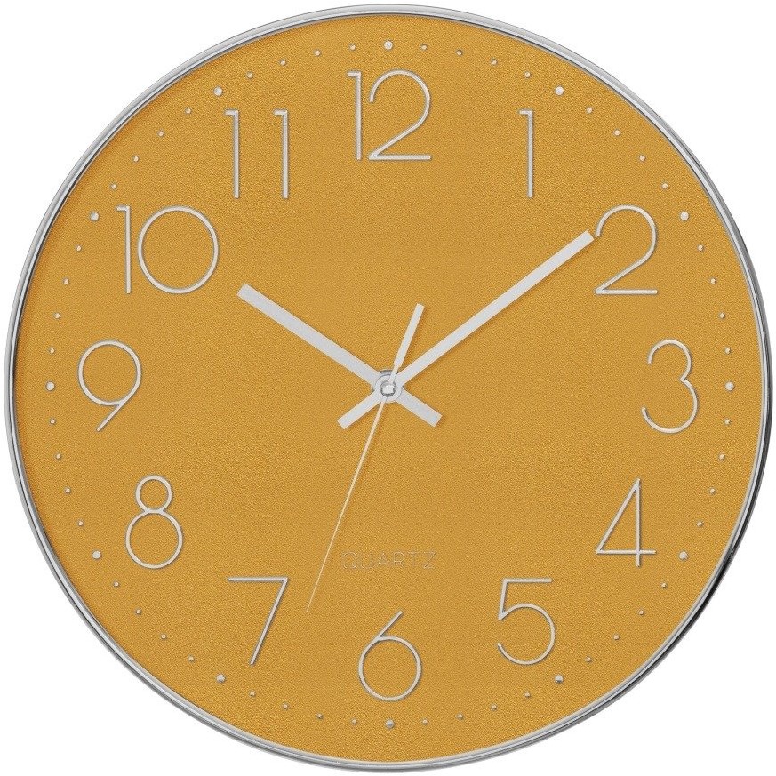 Atmosphera Cichy zegar ścienny do sypialni zegar z cichym mechanizmem żółty 30 cm 167038B-yellow