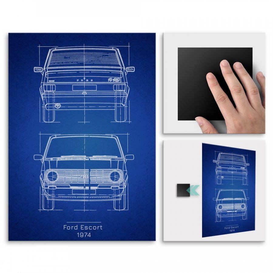 Pix4home Plakat metalowy Ford Escort Projekt Blueprint M POS-M-02440