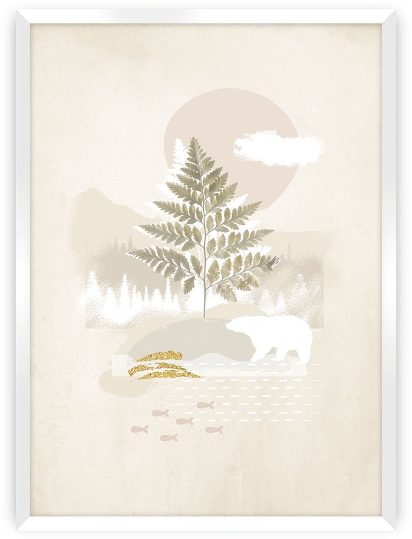 Dekoria Plakat Beige Abstarct II 50 x 70 cm Ramka Biała 222F-000-47