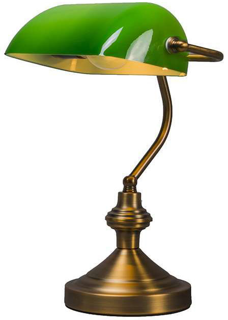 QAZQA Inteligentna klasyczna lampa stołowa brązowa z zielonym szkłem, w tym Wifi A60 - Banker 104650