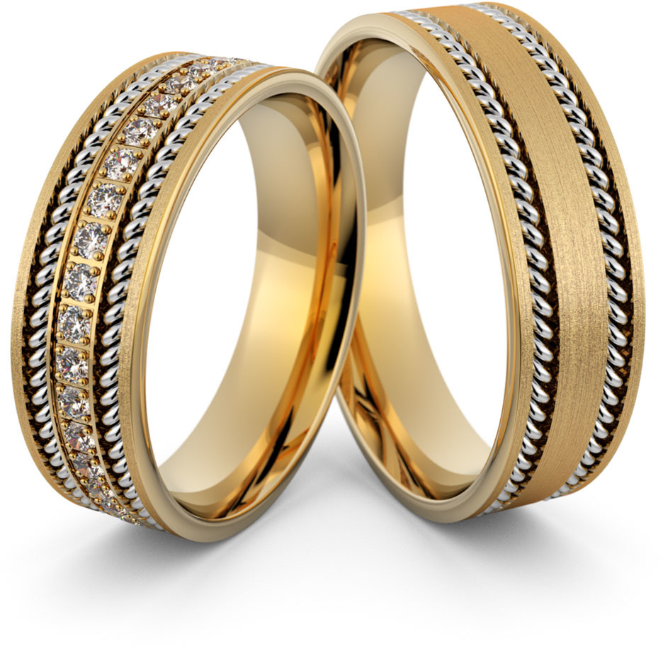 Eminence Obrączki ślubne z brylantami i warkoczami - Au-1003 Au-1003