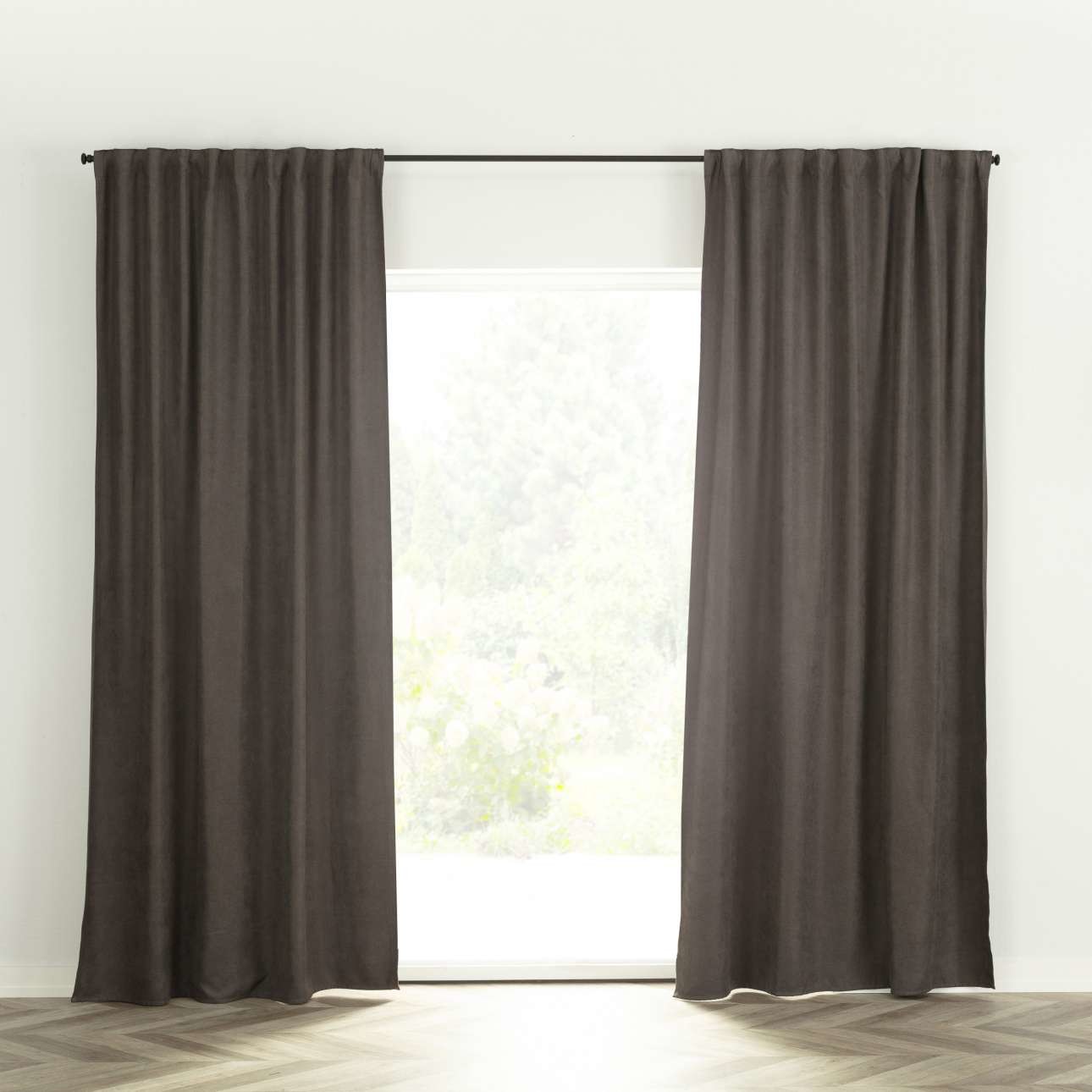 Dekoria pl pl Zasłona BASIC na taśmie marszczącej 140x260cm brązowo szary szenil 1 szt. 140 cm x 260 cm 249-718