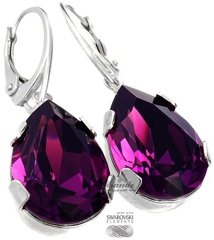Swarovski piękne kolczyki AMETHYST SREBRO