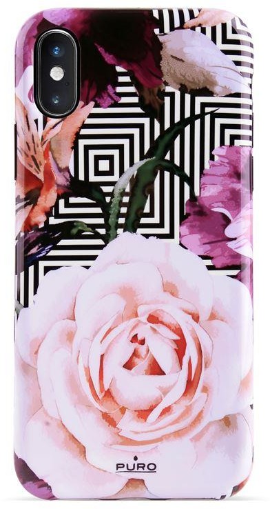 PURO Glam Geo Flowers - Etui iPhone Xs Max (Pink Peonies) IPCX65GEOFLO2BLK