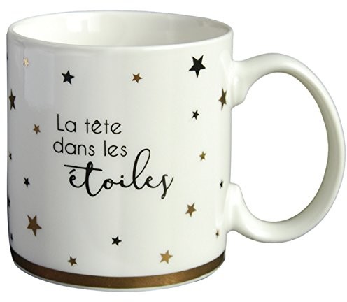 LA CARTERIE W ten sposób można carterie 76000683 W głowicy gwiazdy filiżanka porcelana czarna/kolor złoty 11,6 x 9,5 x 8,2 cm 76000683