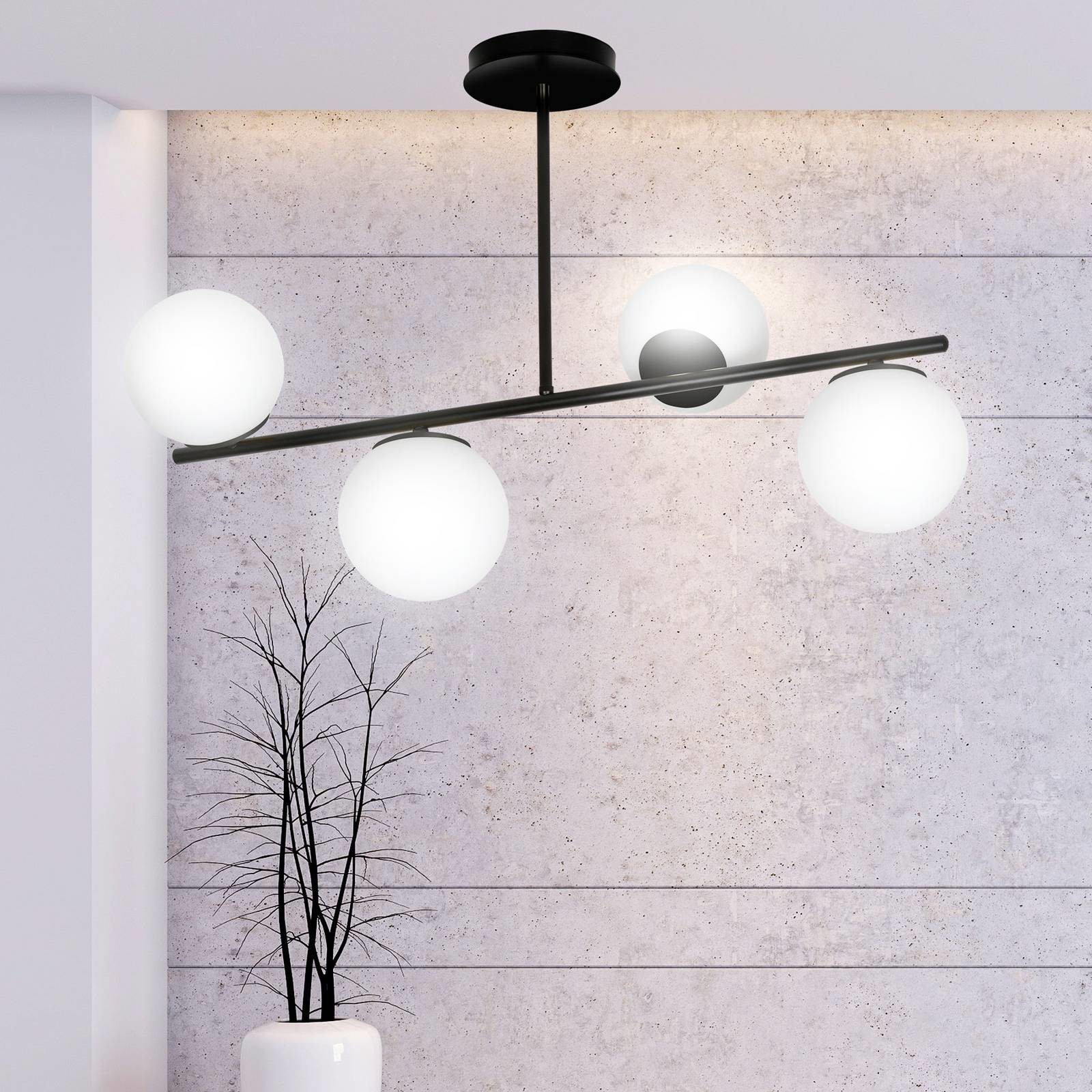 EULUNA Lampa sufitowa Kabo, 1 ramię, czarna, 4-punktowa