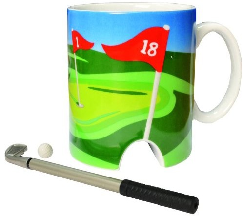 Longridge kubek golfowy z piłeczką i mini kijem, biały GGMUGGM