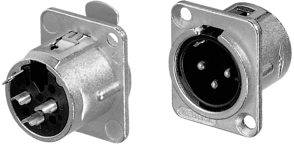 Neutrik Neutrik C3 MD-L-1 - 3 Pin female XLR Panel-Mount Connector, D-Shaped, Nickel-Plated