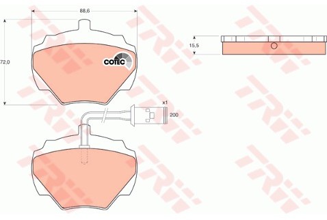 TRW Zestaw klocków hamulcowych, hamulce tarczowe GDB976