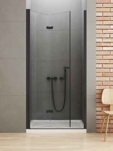 New Trendy NEW SOLEO BLACK Drzwi wnękowe składane szkło 6 mm Active Shield czarne profile 80x195cm wersja prawa D-0222A  D-0222A