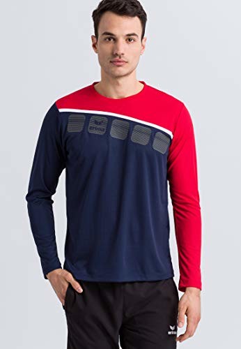 Erima męska bluza z długim rękawem 5-C, nowy granatowy/czerwony/biały, XL