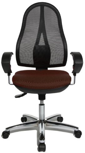 TOPSTAR Open Point SY Deluxe, ergonomiczne krzesło obrotowe Syncro, krzesło biurowe, krzesło biurowe, z podłokietnikami (z regulacją wysokości), materiał, ciemnobrązowy