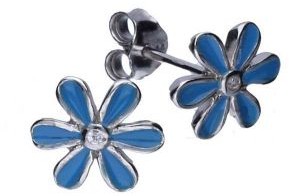 Lovrin Srebrne kolczyki 925 niebieskie kwiatuszki 0,80g ALDEM0109KSZTRHB