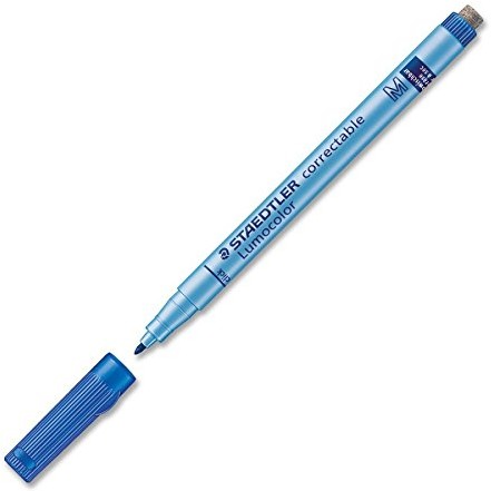 Staedtler 305 m-3 folia Lumocolor correctable M-koronka, około 1.0 MM, 10 sztuk w kartonie etui na długopis, niebieski 4007817305423