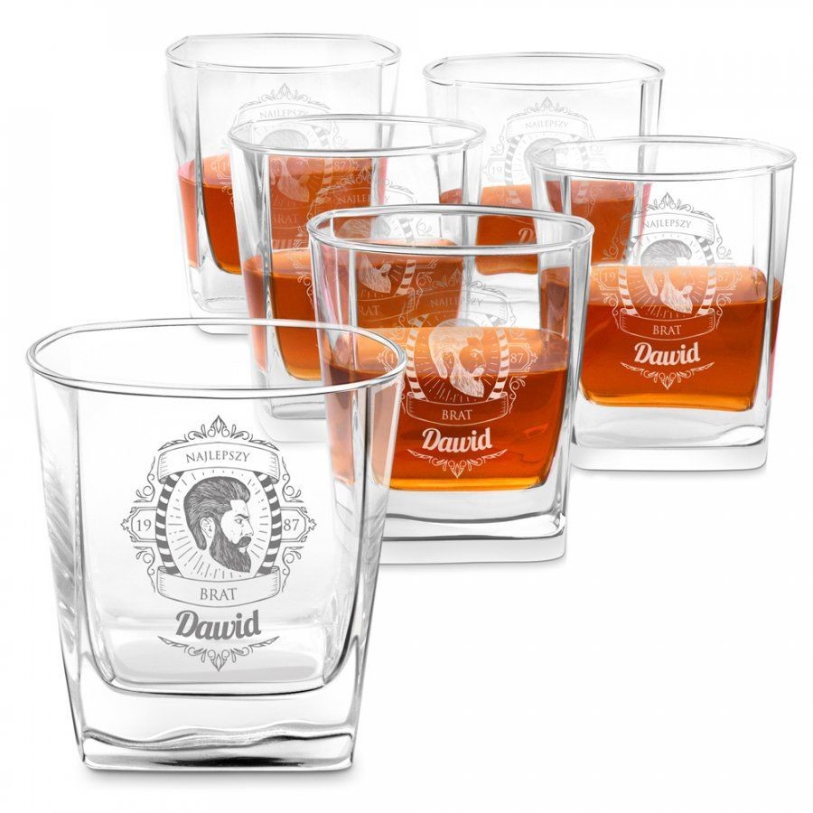 Murrano Szklanki grawerowane do whisky x6 komplet dedykacja dla brata 6xSZC-042
