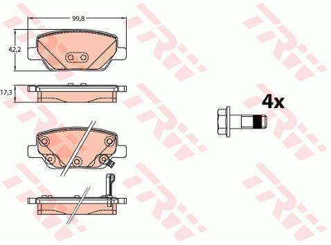 TRW Zestaw klocków hamulcowych, hamulce tarczowe GDB2156