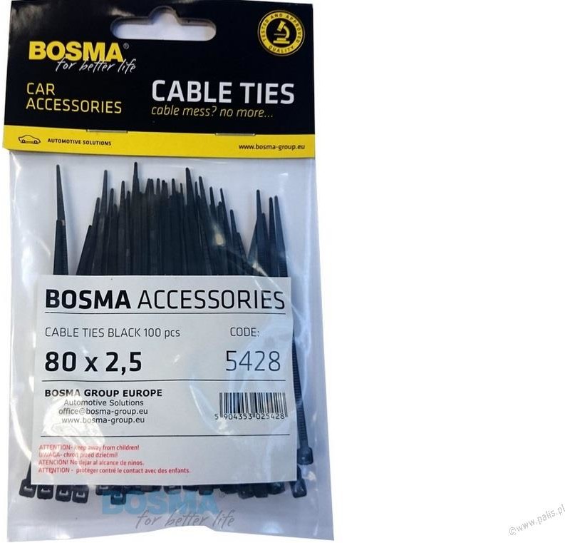 Bosma BOSMA 5428 OPASKI ZACISKOWE 2,5x80mm CZARNY 100 szt) 5428